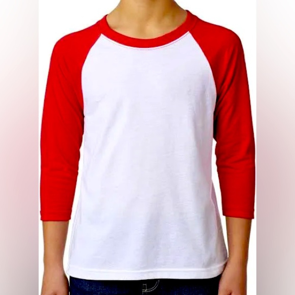 Next Level 3352 Youth CVC red 3/4-Sleeve Raglan